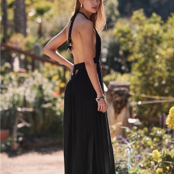 Free People Black Backless Maxi Dress - Picture 2 of 5